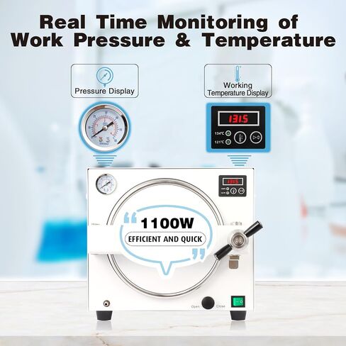 18L Autoclave Sterilizers Lab Autoclave Machine, 1100W Sterilizer Autoclave for Tools, 110V High Temperature Steam Sterilizer with LED Digital Display & Overheat Protection Etc in Kuwait