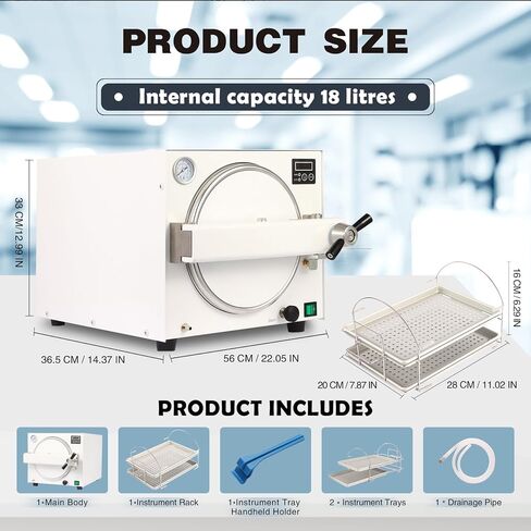 18L Autoclave Sterilizers Lab Autoclave Machine, 1100W Sterilizer Autoclave for Tools, 110V High Temperature Steam Sterilizer with LED Digital Display & Overheat Protection Etc in Kuwait