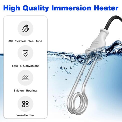 Immersion Water Heater, Travel Camping Accessories Tea Immersion Heater - Portable Immersion Water Heater 300W Dual Voltage 120/240V（White, Pack of 1） in Kuwait