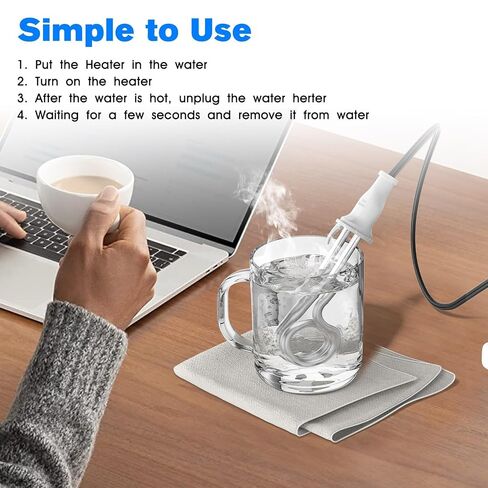 Immersion Water Heater, Travel Camping Accessories Tea Immersion Heater - Portable Immersion Water Heater 300W Dual Voltage 120/240V（White, Pack of 1） in Kuwait