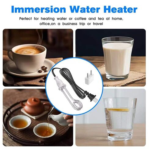 Immersion Water Heater, Travel Camping Accessories Tea Immersion Heater - Portable Immersion Water Heater 300W Dual Voltage 120/240V（White, Pack of 1） in Kuwait