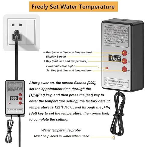 2000W Pool Heater for Inflatable Above Ground Swimming Pool, Immersion Water Heater for Bathtub with Thermostat, Submersible Electric Water Heater, Portable Bucket Heater with 304 Stainless Guard in Kuwait