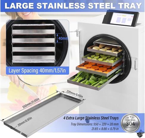Freeze dryer, fully automatic food freeze dryer, equipped with a matching vacuum pump, suitable for processing fruits, meats, seafood and pet snacks. in Kuwait