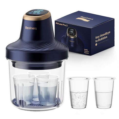 مزيل فقاعات الراتنج Airless Pro3 من الراتنج، إزالة 99% من الفقاعات خلال 3 دقائق، غرفة فراغ 99 كيلو باسكال (22 لتر/دقيقة)، آلة إزالة فقاعات الراتنج ذات سعة كبيرة 3.2 لتر لصنع مجوهرات السيليكون المصنوعة من راتينج الإيبوكسي بالأشعة فوق البنفسجية in Kuwait