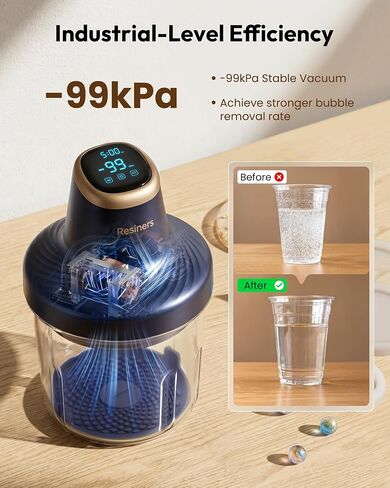 مزيل فقاعات الراتنج Airless Pro3 من الراتنج، إزالة 99% من الفقاعات خلال 3 دقائق، غرفة فراغ 99 كيلو باسكال (22 لتر/دقيقة)، آلة إزالة فقاعات الراتنج ذات سعة كبيرة 3.2 لتر لصنع مجوهرات السيليكون المصنوعة من راتينج الإيبوكسي بالأشعة فوق البنفسجية in Kuwait