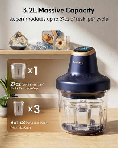 مزيل فقاعات الراتنج Airless Pro3 من الراتنج، إزالة 99% من الفقاعات خلال 3 دقائق، غرفة فراغ 99 كيلو باسكال (22 لتر/دقيقة)، آلة إزالة فقاعات الراتنج ذات سعة كبيرة 3.2 لتر لصنع مجوهرات السيليكون المصنوعة من راتينج الإيبوكسي بالأشعة فوق البنفسجية in Kuwait