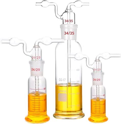 Lab Gas Washing Bottle Glass Vacuum Trap with Two Bend Tubes Joint for Chemistry Lab Glassware Kit (25ml) in Kuwait