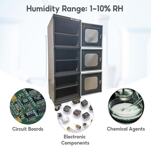 TECHTONGDA 1-10% RH Electronic Dry Cabinet Three Doors 728L/ 192Gal Industrial Desiccator Cabinet Moisture Proof Storage Cabinet 8W in Kuwait