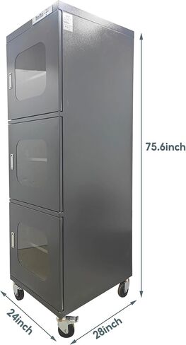 TECHTONGDA 1-10% RH Electronic Dry Cabinet Three Doors 728L/ 192Gal Industrial Desiccator Cabinet Moisture Proof Storage Cabinet 8W in Kuwait