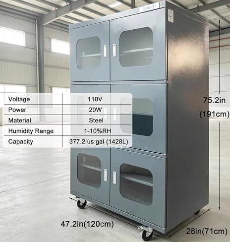 INTSUPERMAI Industrial Electronic Dry Cabinet, 1428L Anti-Moisture Dry Box with Digital Hygrometer, Industrial Desiccator Cabinet for Electronics Chemicals Food 110V in Kuwait