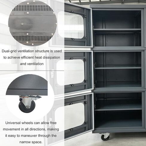 INTSUPERMAI Industrial Electronic Dry Cabinet, 1428L Anti-Moisture Dry Box with Digital Hygrometer, Industrial Desiccator Cabinet for Electronics Chemicals Food 110V in Kuwait