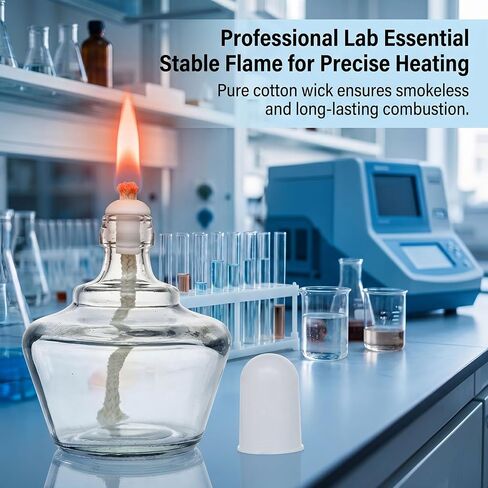 Alcohol Burner,250mL Empty Alcohol Lamp with 3 Cotton Wicks for Lab Heating Equipment Science Experiment,Glass Lab Burner Mechero de Alcohol,Fuel Not Included in Kuwait