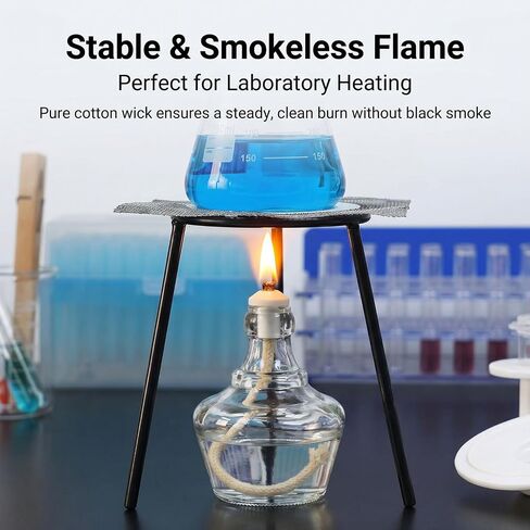 Alcohol Burner,250mL Empty Alcohol Lamp with 3 Cotton Wicks for Lab Heating Equipment Science Experiment,Glass Lab Burner Mechero de Alcohol,Fuel Not Included in Kuwait