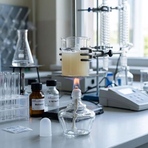 Alcohol Burner,250mL Empty Alcohol Lamp with 3 Cotton Wicks for Lab Heating Equipment Science Experiment,Glass Lab Burner Mechero de Alcohol,Fuel Not Included in Kuwait