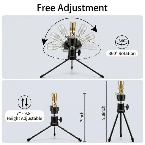 UCRXPLAB Propane Bunsen Burner with Tripod and Air Intake Adjuster, Direction and Height Adjustable for Lab Heating Picnic Camping Travel and Gas Welding (Propane Tank not Included) in Kuwait