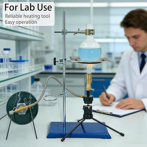 UCRXPLAB Propane Bunsen Burner with Tripod and Air Intake Adjuster, Direction and Height Adjustable for Lab Heating Picnic Camping Travel and Gas Welding (Propane Tank not Included) in Kuwait