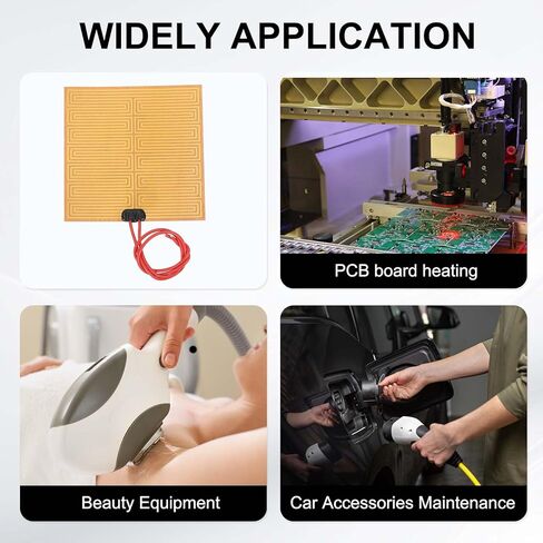 MECCANIXITY 2pcs Heater Film Heating Plate, 100W 24V Polyimide Heat Pad Adhesive PI Heater Elements Film 100mmx100mm Heater Strip for Constant Temperature in Kuwait