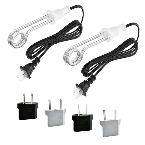 2 Pack Immersion Heater, 300W - 120V/ 600W - 240V Portable Electric Heater, Suitable for Camping Trips, Coffee/Tea/Soup in Kuwait