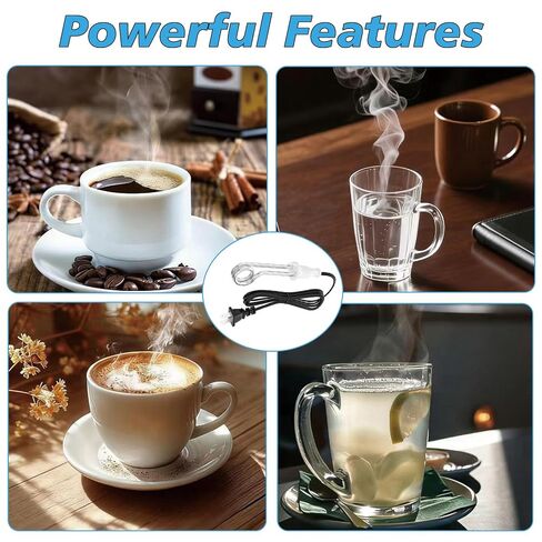 2 Pack Immersion Heater, 300W - 120V/ 600W - 240V Portable Electric Heater, Suitable for Camping Trips, Coffee/Tea/Soup in Kuwait