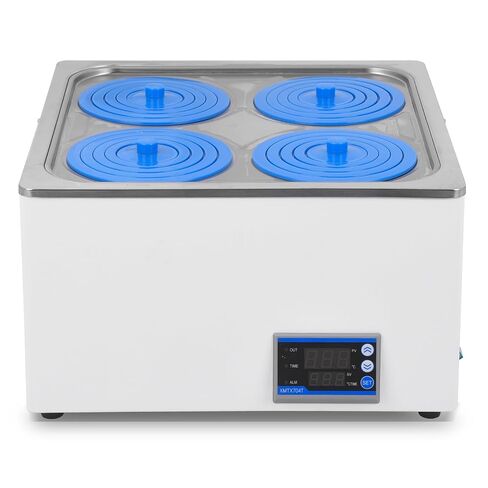 Thermostatic Lab Water Bath, 12L 4-Hole for Lab Experiments | 110V 800W heater has 304 stainless steel tank, dry-burn protection and adjustable timer for steady temperature control in Kuwait
