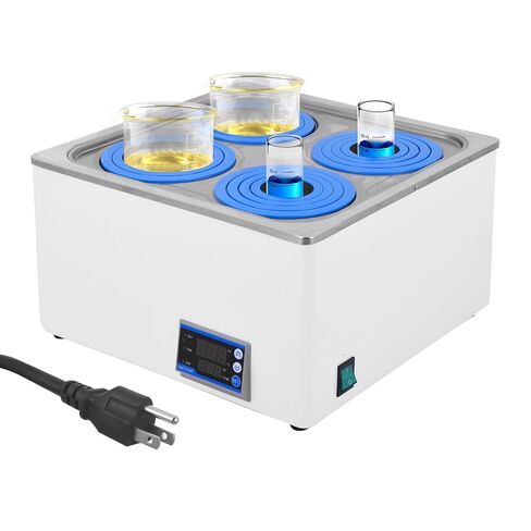 Thermostatic Lab Water Bath, 12L 4-Hole for Lab Experiments | 110V 800W heater has 304 stainless steel tank, dry-burn protection and adjustable timer for steady temperature control in Kuwait
