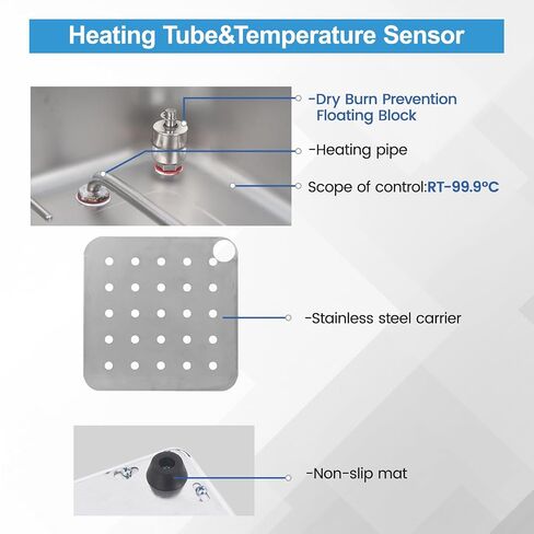 Thermostatic Lab Water Bath, 12L 4-Hole for Lab Experiments | 110V 800W heater has 304 stainless steel tank, dry-burn protection and adjustable timer for steady temperature control in Kuwait