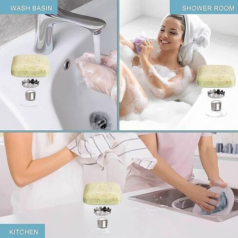 Magnetic Soap Bar Holder, Wall Mounted Suction Cup Bar Soap Holder, Bathroom Accessories, No Drilling Organizer for Shower in Kuwait