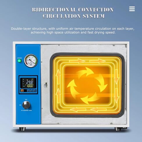 فرن تجفيف الفراغ الرقمي 1.9 قدم مكعب، 50-200 درجة مئوية، فرن فراغ المختبر الرقمي للتحكم في درجة الحرارة مع رفين 110 فولت 1400 وات in Kuwait