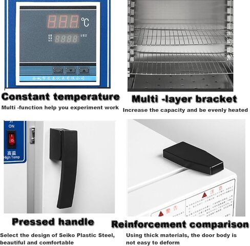 Thermostatic Drying Oven, 16l Lab Drying Heating Oven Vacuum Gauge Digital Controller, Working Environment Temperature 50-300°c, Timer Alarm Function, for Drying of Items in Kuwait