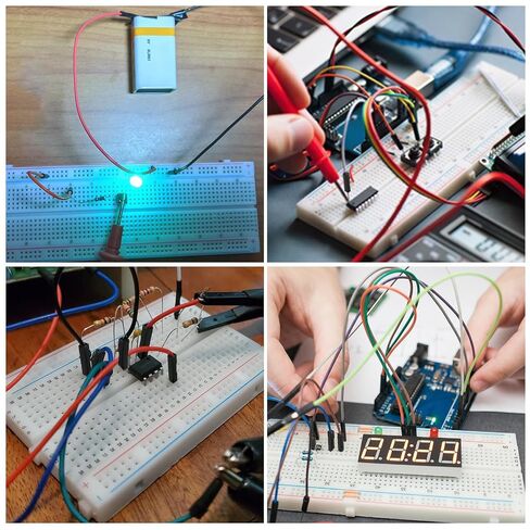 124 Pcs Breadboard Kit Jumper Wires Set – 2×830 & 2×400 Tie Points Solderless Breadboard with 120 Pcs Flexible Jumper Wire Bundle for Students, Beginners & DIY Circuit Prototyping in Kuwait