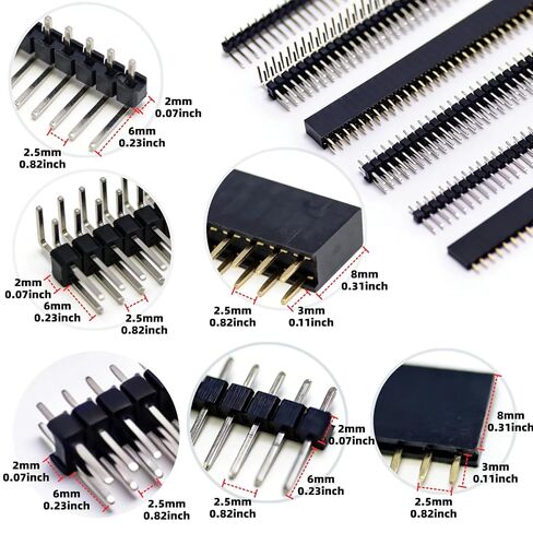 138PCS 2.54mm Male and Female Pin Headers Connector Assortment Kit 3/6/8/10/40Pin Single/Double Row Stackable Shield and Breakaway PCB Breadboard Pin Header for Arduino Prototype Shield in Kuwait