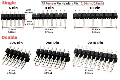 138PCS 2.54mm Male and Female Pin Headers Connector Assortment Kit 3/6/8/10/40Pin Single/Double Row Stackable Shield and Breakaway PCB Breadboard Pin Header for Arduino Prototype Shield in Kuwait