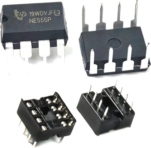 555 مؤقت واحد عالي الدقة IC NE555 NE555P NE555N مولد نبض DIP-8 (10 قطعة) + مقبس DIP 8 دبوس (10 قطعة) in Kuwait
