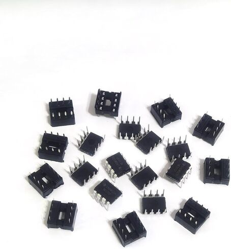 555 مؤقت واحد عالي الدقة IC NE555 NE555P NE555N مولد نبض DIP-8 (10 قطعة) + مقبس DIP 8 دبوس (10 قطعة) in Kuwait