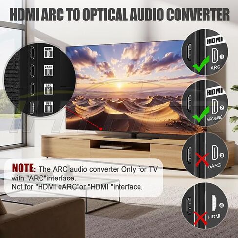192 كيلو هرتز HDMI ARC إلى محول الصوت البصري، كابل HDMI ARC لمكبرات الصوت إلى التلفزيون، توصيل وتشغيل الصوت البصري إلى محول HDMI A RC، دعم مقسم الصوت البصري لـ PCM/LPCM/Dolby 5.1/DTS 5.1 [بدون CEC] in Saudi Arabia