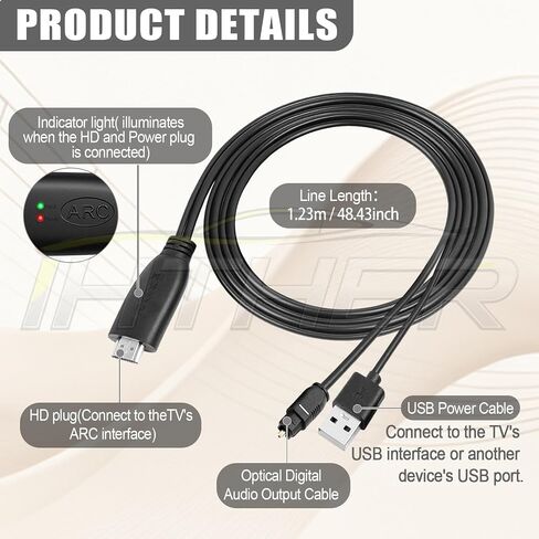 192 كيلو هرتز HDMI ARC إلى محول الصوت البصري، كابل HDMI ARC لمكبرات الصوت إلى التلفزيون، توصيل وتشغيل الصوت البصري إلى محول HDMI A RC، دعم مقسم الصوت البصري لـ PCM/LPCM/Dolby 5.1/DTS 5.1 [بدون CEC] in Saudi Arabia