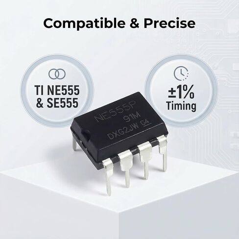 NE555P Timer IC دائرة متكاملة DIP-8 متوافقة مع TI Texas Instruments NE555 وSE555 مجموعة مولد نبض التوقيت الدقيق مكونة من 50 قطعة in Kuwait