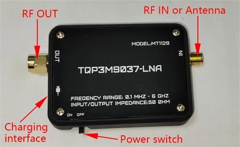 Spectrum Analyzers for MT1129 Low Noise Amplifier 100KHz to 6GHz Ultra Low Noise Figure High Gain SMA Type C Rechargeable Spectrum Analyzer Receiver Amplifier（Color:Black in Kuwait