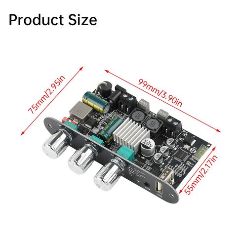 2Pcs ZK-1001U 100W Mono Bluetooth Amplifier Board Module with TPA3116D2, DC9-24V, Bass/Treble Control, TWS Pairing in Kuwait