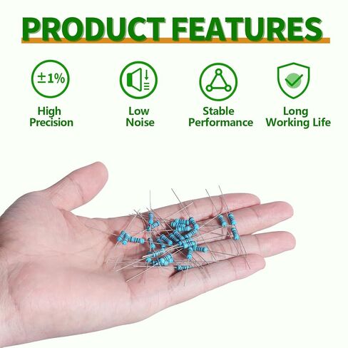 100Values 1000PCS Resistor Kit 0 Ohm to 5.6M Ohm 1/4W 1% Metal Film Resistors Assortment Set in Kuwait