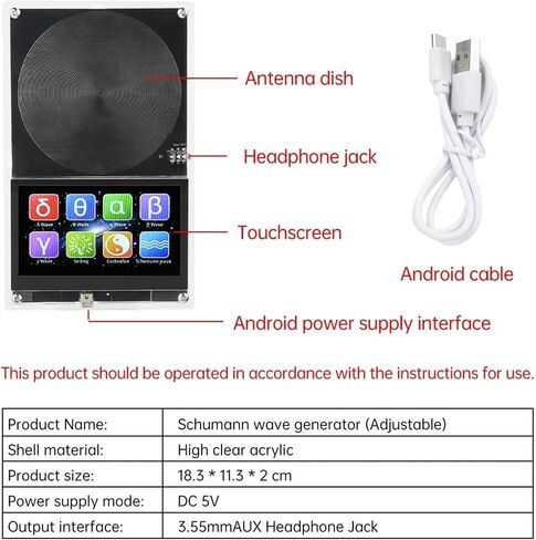 Dc 5v Schumann Wave Generator, Wave Pulse Generator & Audio Resonator with Touchscreen, 0.01-99999h/z Adjustable Frequency and Switchable Waveform, for Relaxation Improving Sleep in Saudi Arabia