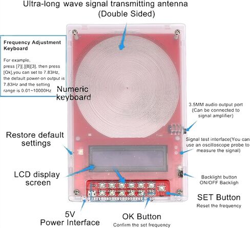 Frequency Generator 0.01Hz-100000Hz Adjustable LCD Display Screen 7.83Hz Ultra Low Frequency Pulse Generator in Kuwait