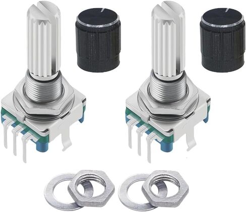 5Set EC11 جهاز تشفير دوار مع زر ضغط 360 درجة 5 دبابيس وغطاء مقبض لـ Arduino Raspberry Pi ESP32 in Kuwait
