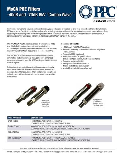 PPC 2520A GLP-1G70CWWS MoCA 'POE' Coax Filter Cable TV Eliminate Multi-Room DVR Interference & Modem - New Version in Kuwait