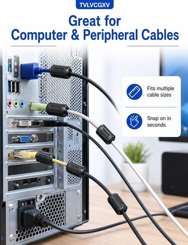 10 Pcs Ferrite Choke Clip-on Set, RFI EMI Noise Suppressor Ferrite Bead for 3.5mm/ 5mm/ 7mm/ 9mm/ 13mm Cables, High Permeability UI 850 Snap on Ferrite Beads for USB Audio Video Cable, Black in Kuwait