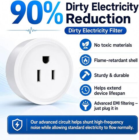 Ground Loop Hum Eliminator & Dirty Electricity Filter– Reduce EMI/RFI Noise, for Audio/Speaker/Home Appliance, High-Capacity 1200W Plug- 10A AC EMI Filter in Kuwait