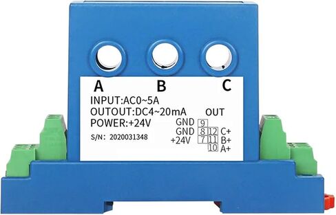 Analog Signal Current Transmitter 3 Phase AC Current Transmitter 4-20ma 0-5v 0-10v Analog Output Perforated Three Phase Ampere Signal Transducer Current Sensor(3xAC 0-20A,4-20mA Output) in Kuwait