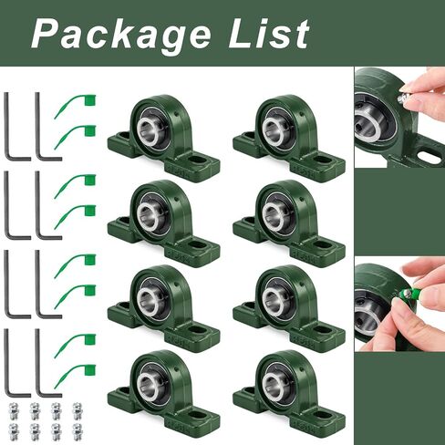 Hacaroa 8 Pack UCP204-12 Pillow Block Bearing, 3/4" Bore Pillow Block Mounted Ball Bearing, Chrome Steel Bearings, Soild Cast Iron Housing, Self Aligning in Saudi Arabia