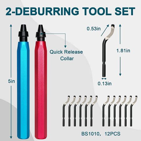 2 Pack Deburring Tool Set + 12 BS1010 Steel Blades, 3D Printing Deburring Tools, Suitable for Metal, Resin, Copper, Plastic, PVC Pipes, and 3D Printed Edge Deburring Reamers in Saudi Arabia