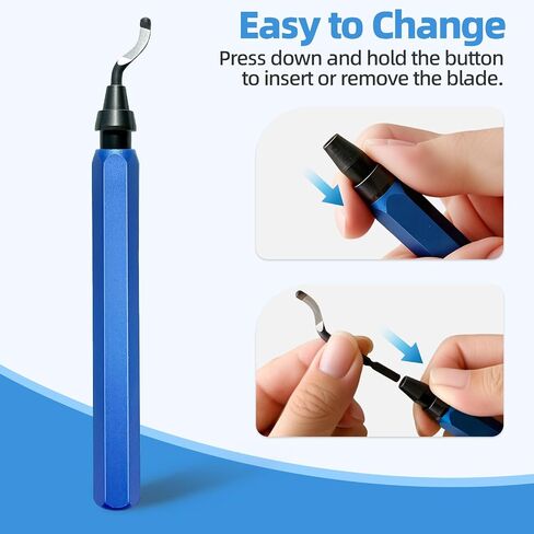 13-Piece Deburring Tool for 3D Printing, 12 M2 HSS Blades & Aluminum Handle, Professional Burr Remover for Metal, Resin, Copper and PVC Pipes - Blue in Saudi Arabia
